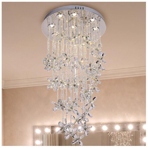  LED kristalno plafonsko svetlo SAMOA LED/30W/230V prečnika 40 cm sjajni hrom + daljinski upravljač Slike