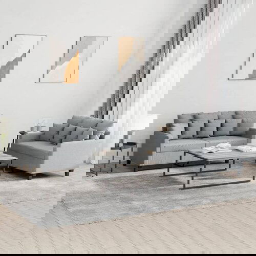 The Living Store Sedežna garnitura 2-delna z blazinami svetlo sivo blago - Sedežna Garnitura, (21478952) Cene