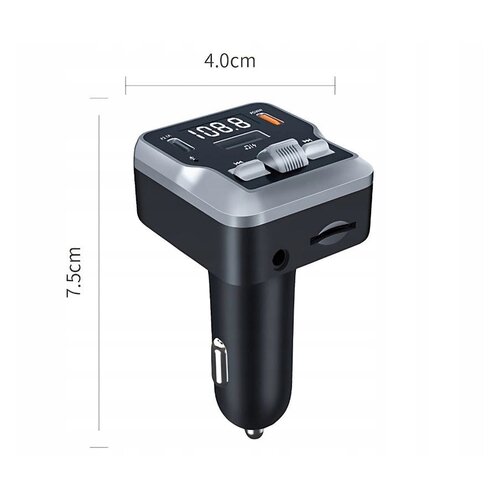  Auto bluetooth 5.3 fm transmiter 2x usb lcd 12-24v sd Slike