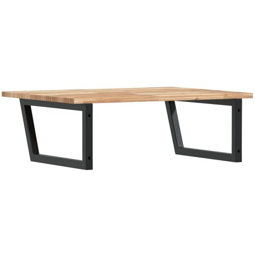  Zidna polica za umivaonik od čelika i masivnog bagremovog drva Smeđa 100 x 60 x 2 cm Slike