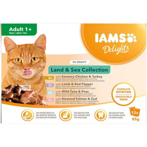 IAMS Delights Adult Land &amp;amp; Sea Mix - 24 x 85 g v želeju Slike