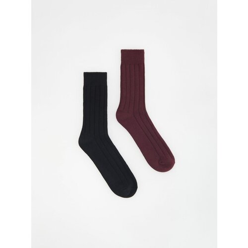 Reserved komplet 2 parov debelo pletenih nogavic - burgundy Cene