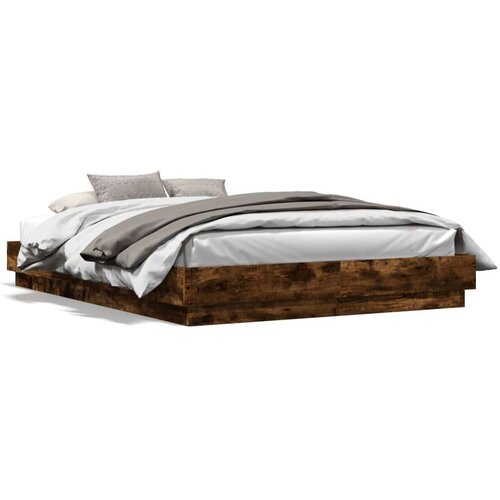  Okvir kreveta s LED svjetlima dimljena boja hrasta 120 x 200 cm Cijene