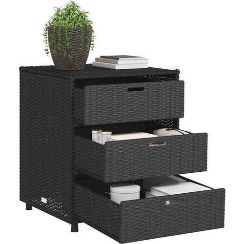 VidaXL Vrtni ormarić za pohranu crni 55x59x69 cm od poliratana Slike
