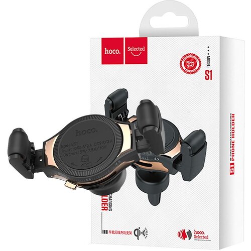 Hoco Auto punjač, bežični, za smartphone, USB, 5 V / 10 W - S1 Selected, Crni Slike