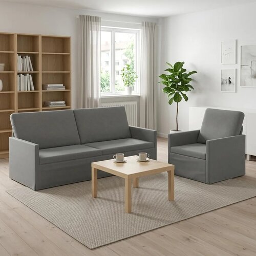  Set sofe 2 pcs Tamnosiva Baršun - Tamnosiva 1-sjedalni + 3-sjedalni (180 cm) Cene