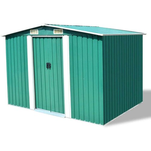 vidaXL Vrtna kućica za pohranu zelena metalna 257 x 205 x 178 cm Cijene