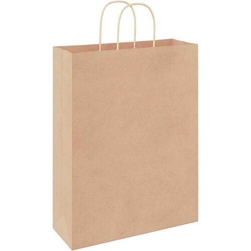  Papirnate vrećice 250 kom s ručkama smeđe 32x12x42 cm Slike
