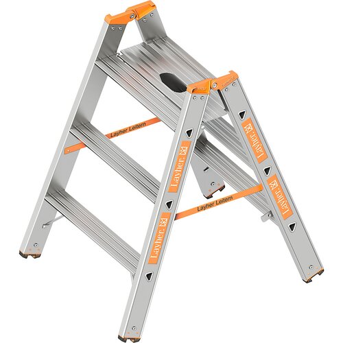 Layher Prostostoječa lestev za težke obremenitve, nosilnost 200 kg, 2 x 3 stopnice Cene