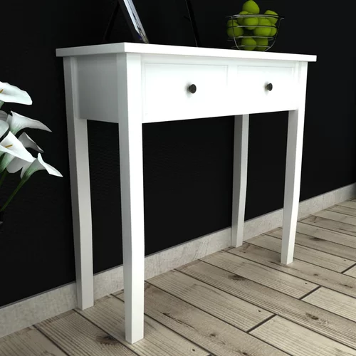 vidaXL Toaletna konzolna mizica z dvema predaloma bele barve, (20625554)