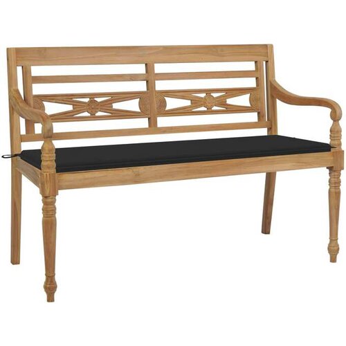 VidaXL Klop Batavia s črno blazino 150 cm trdna tikovina Slike