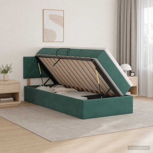  s od storage s uzglavljem Tamnozelena 90 x 200 cm Bar&scaron;un Cijene