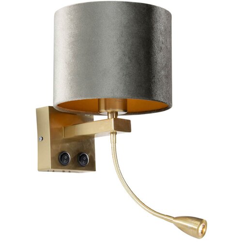 QAZQA Wandlamp brons met velours kap groen 18cm - Brescia Cene
