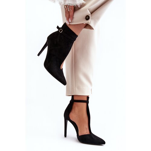 Kesi Suede women's high-heeled ankle boots, black Amalundi Cene