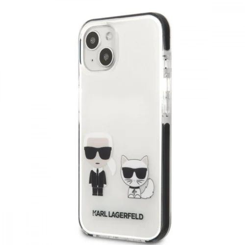 Karl Lagerfeld Originalen ovitek KLHCP13MTPEKCW za iPhone 13 6.1 bela zaščita s črno obrobo - Full Body