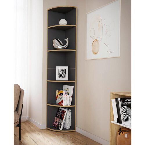 Livetastic KOTNI REGAL 33/183/33 cm antracit, medeni hrast Slike