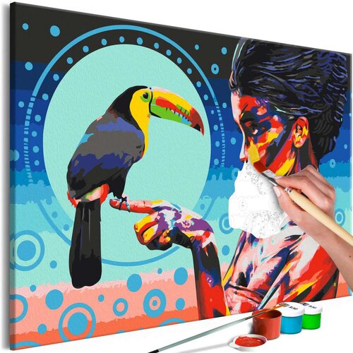  Slika za samostalno slikanje - Girl With a Toucan 60x40 Slike