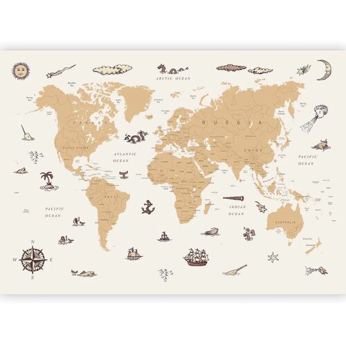  Foto tapeta - Sea Wolf Map - Countries With Pirate Illustrations 490x350 Samoljepljiva Slike