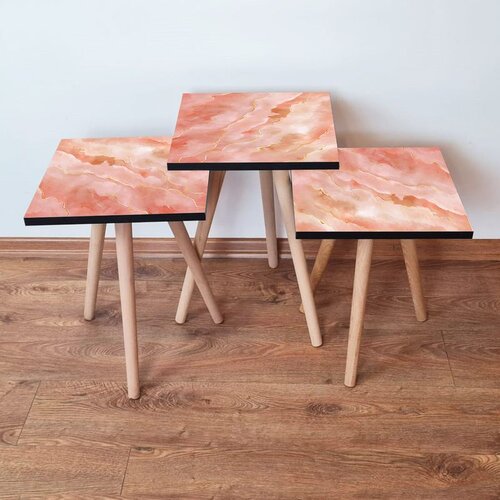 Hanah home 3Shp218 - salmon salmongold nesting table (3 pieces) Cene