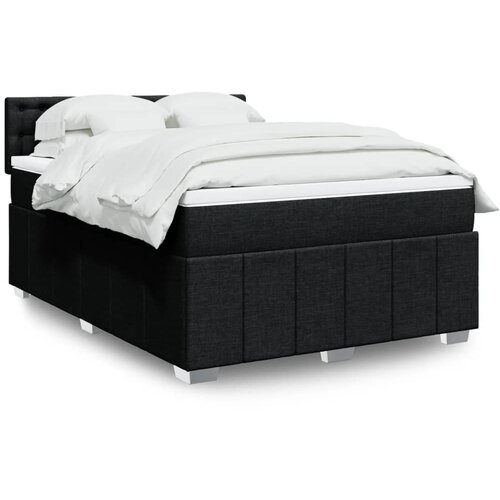 VidaXL Krevet s oprugama i madracem crni 140 x 190 cm od tkanine Slike