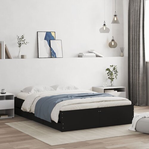 Furnova Posteljni okvir s predali črn 135x190 cm inženirski les, (21933975) Slike