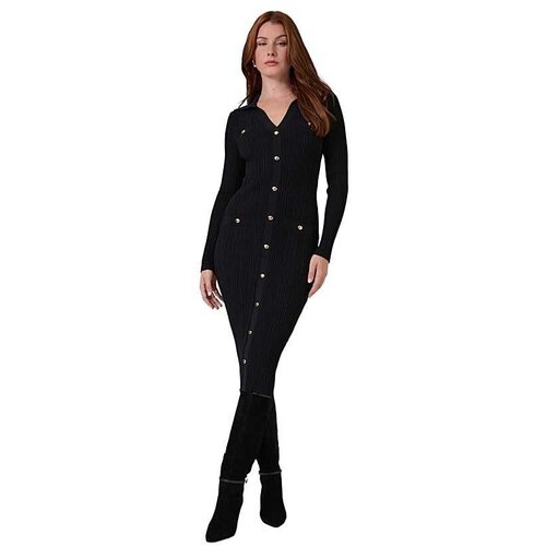 Guess Marciano - crna pletena midi haljina Slike