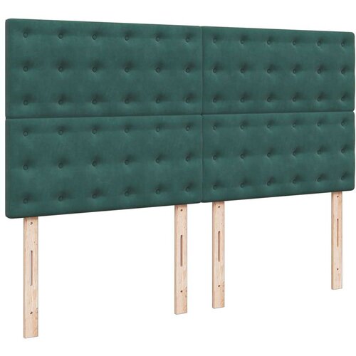 VidaXL Krevet s oprugama i madracem tamnozeleni 200x200 cm bar&amp;scaron;unasti Slike