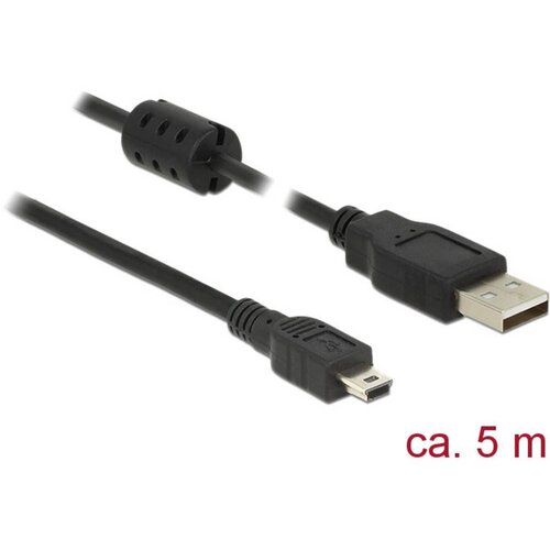 Delock USB kabel USB 2.0 USB-A vtič\, USB-mini-B vtič 5.00 m črna s feritnim jedrom 84916, (20416520) Cene