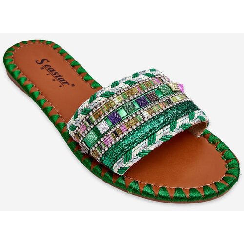 PS1 Women&amp;#039;s Embellished Slippers Green Bellisa Slike