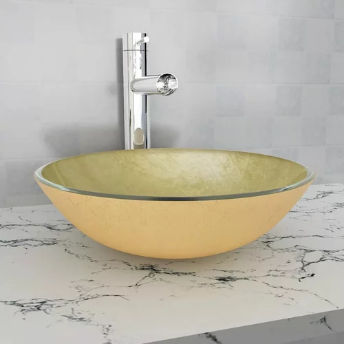  Umivaonik Kaljeno Staklo 42 cm Zlatna boja