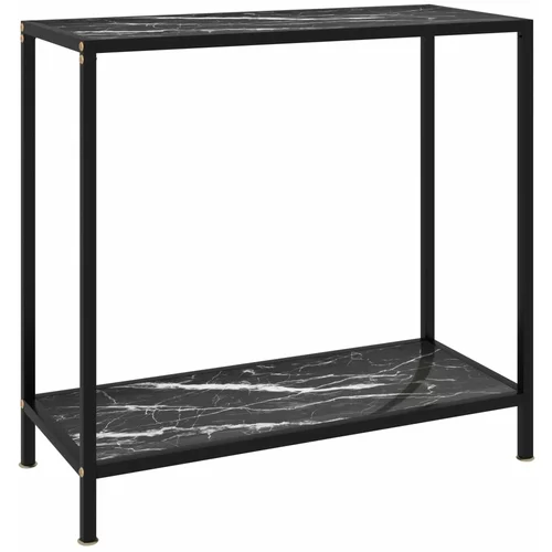 vidaXL Konzolna mizica črna 80x35x75 cm kaljeno steklo, (20625531)