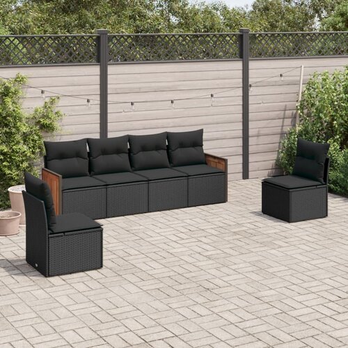  6-dijelni set vrtnih sofa s jastucima crni od poliratana Crna 59 x 62 x 69 cm Cene