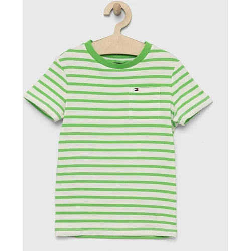 Tommy Hilfiger Otroška kratka majica zelena barva