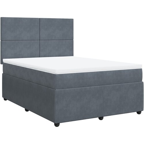 vidaXL Box spring postelja z vzmetnico temno siva 140x200 cm žamet, (21309207) Cene