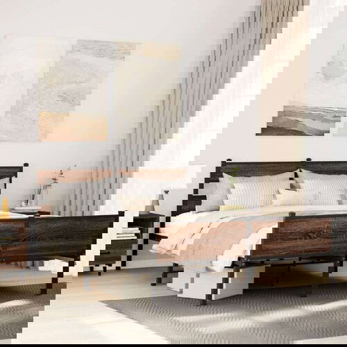 Metalni okvir kreveta bez madraca smeđa boja hrasta 160x200 cm Slike