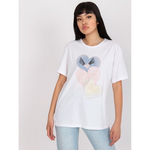 Fashion Hunters White cotton t-shirt with an applique Slike