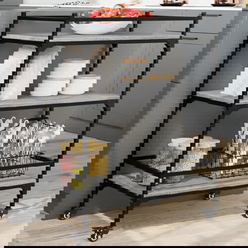 VidaXL Kuhinjska kolica boja hrasta 65x40x86 5 cm konstruirano drvo Slike