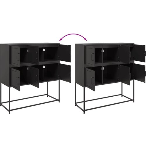  Komoda crna 100,5 x 39 x 107 cm od čelika Slike