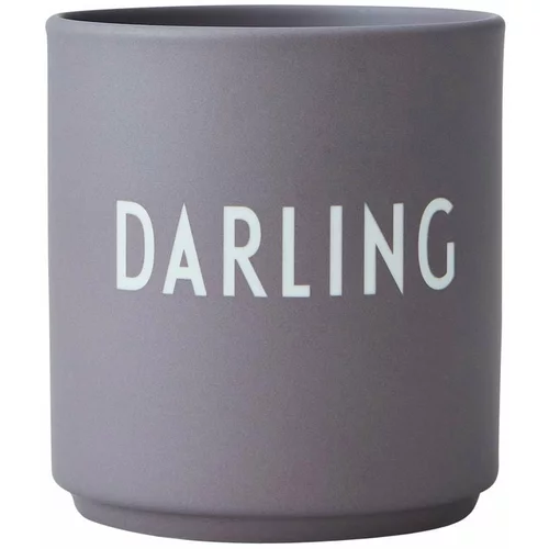 Design Letters siva porculanska šalica Darling, 300 ml