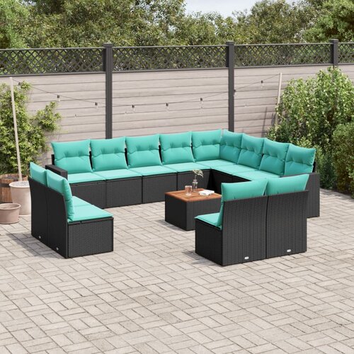  13-dijelni set vrtnih sofa s jastucima poliratan crni Cijene