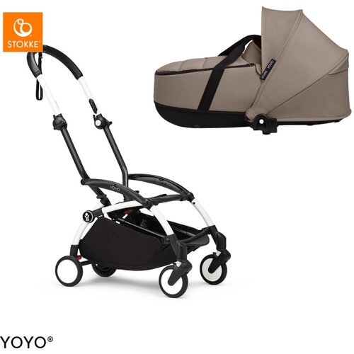 Stokke Ogrodje vozička white frame z new born shell Yoyo® taupe Cene