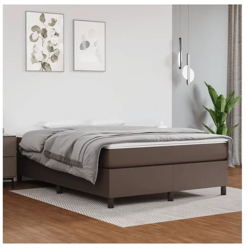  Box spring postelja z vzmetnico rjav 140x200 cm umetno usnje