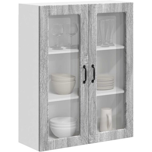  Zidni stakleni ormarić Lucca Siva sonoma 80 x 31 x 100 cm Slike