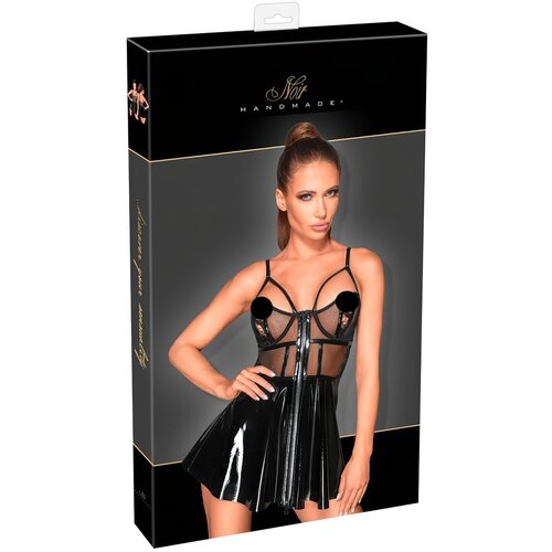 Noir lak haljina s mrežastim umetkom (crna) - XL Slike