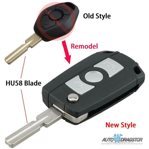 888 Car Accessories kućište oklop ključa 2 dugmeta HU58 za bmw modifikacija E08-AP000 Cene