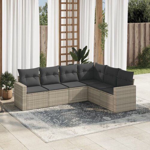 VidaXL 6-dijelni set vrtnih sofa od poliratana s jastucima svjetlosivi Slike