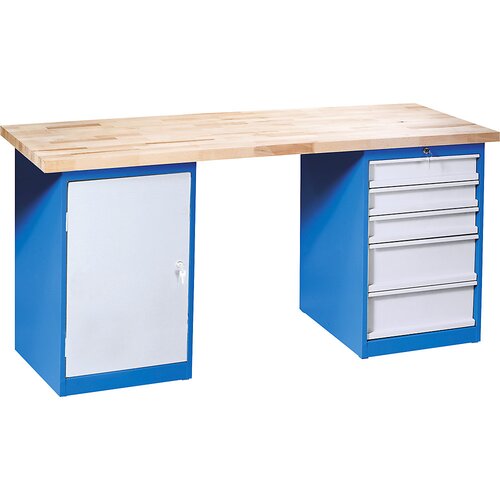  Modularna delovna miza, 2 stoječi omarici s 5 predali in 1 vrati (višina 683 mm), širina 1700 mm Cene