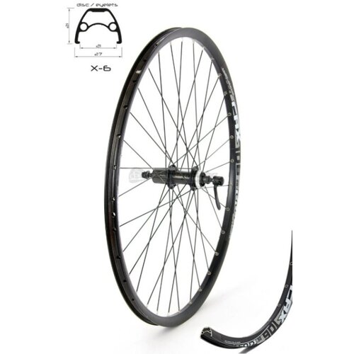 Crosser zadnji točak x6, dupli zid 28&amp;amp;quot shimano tx50, kaseta, alu - za disk, crna sa ajletima ( 3000063 ) Slike
