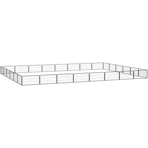  Ograda za pse s 28 panela crna 100 x 50 cm čelik obložen prahom Cijene