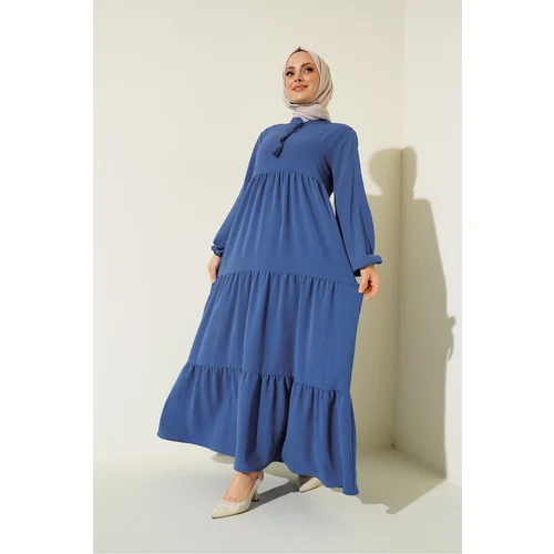 Bigdart 1627 Collar Lace-Up Hijab Dress - C.Saks